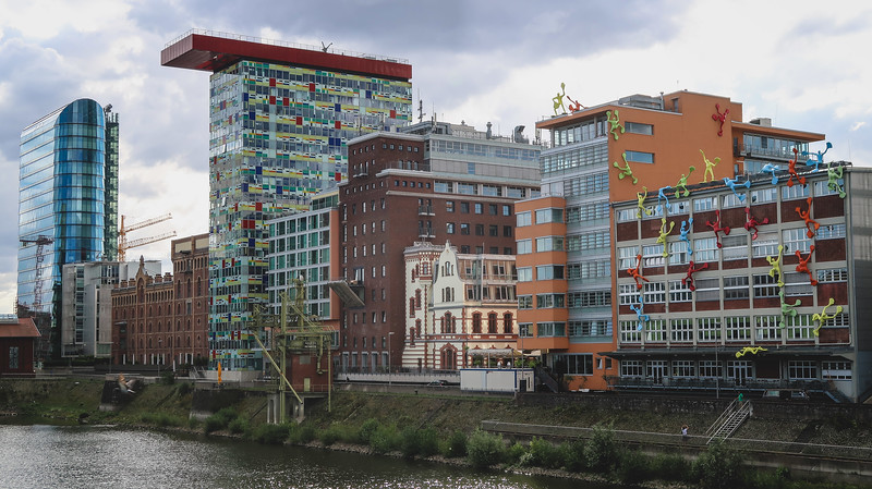 Cool architecture in Düsseldorf's Media Harbour where you have some of the most distinct modern buildings in the world
