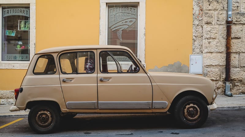 Cool car on Pula's back streets with a neat retro vibe from a bygone era