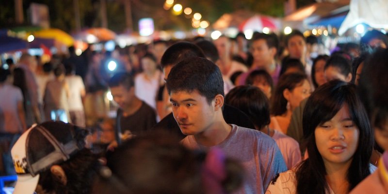 Crazy crowds and a sea of faces at the Chiang Mai Night Market on Saturday in Thailand 