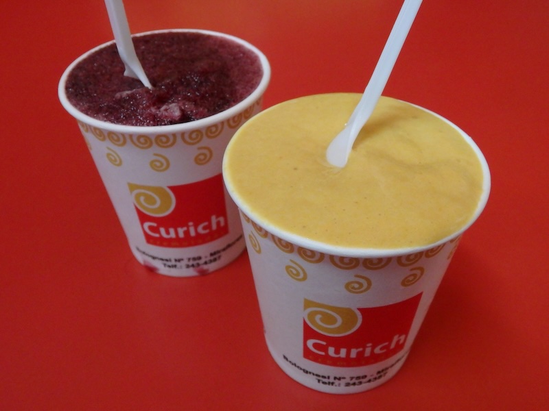 Cremolada curich with flavors of lucuma and chicha morada in Miraflores, Lima, Peru 