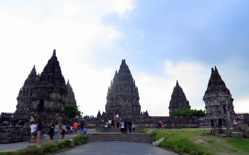Crowds at Prambana Temple in Indonesia 