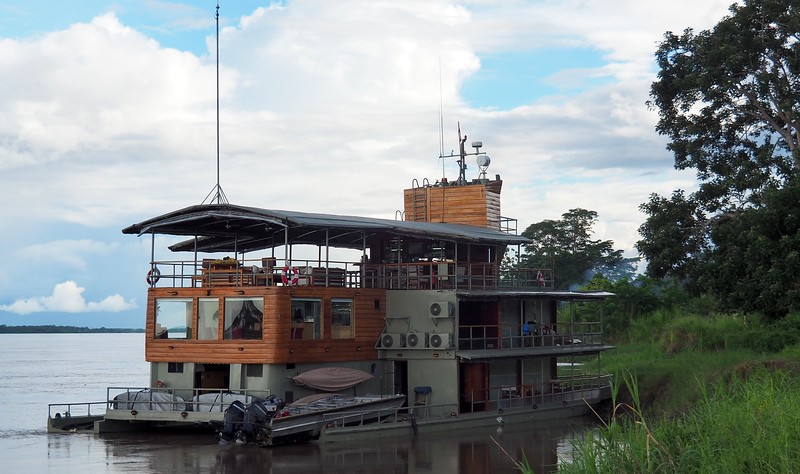 Cruising the Amazon River in Peru on our luxury boat that offered extreme comfort and style 