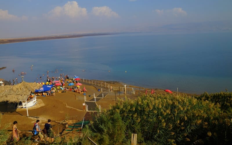 Dead sea access point from a high vantage point in Israel 