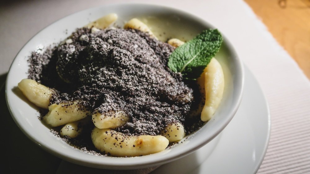 Decadent dessert topped with sesame seeds in Bratislava, Slovakia Decadent dessert topped with sesame seeds in Bratislava, Slovakia