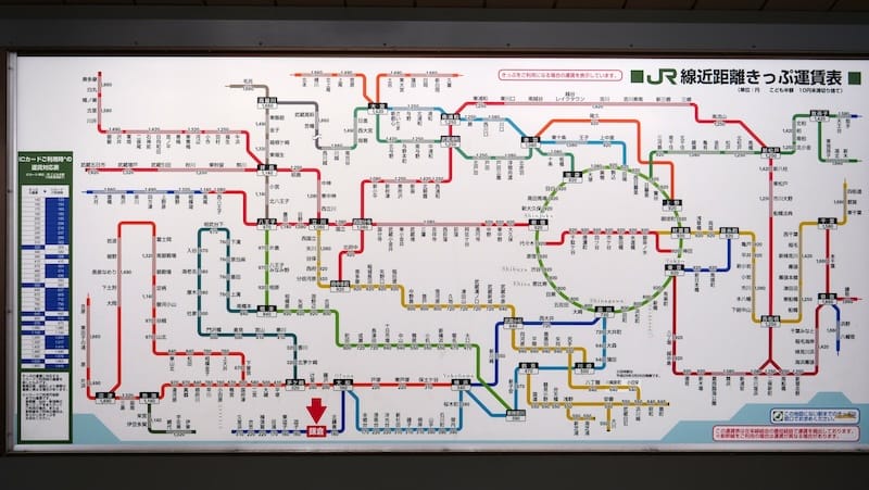 Detailed JR Line Map intricate spiderweb of lines from Tokyo, Japan for a day trip in Japan Detailed JR Line Map intricate spiderweb of lines from Tokyo, Japan for a day trip in Japan