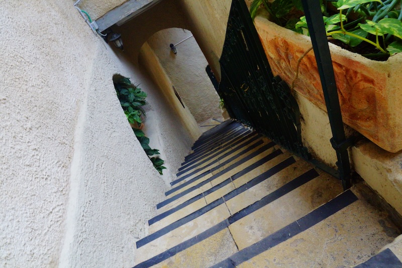Distinct staircase from a high vantage point downward perspective in Nazareth, Israel Distinct staircase from a high vantage point downward perspective in Nazareth, Israel