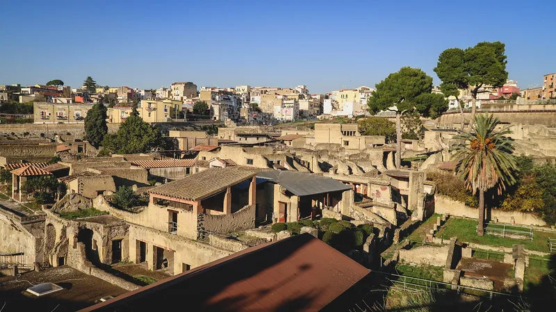 Distinct vantage point views of the ruins of Herculaneum in Italy Distinct vantage point views of the ruins of Herculaneum in Italy