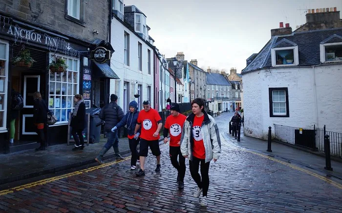 Dr. Seuss inspired costumes at the Loony Dook with a twist on Thing 1 and Thing 2 in Scotland