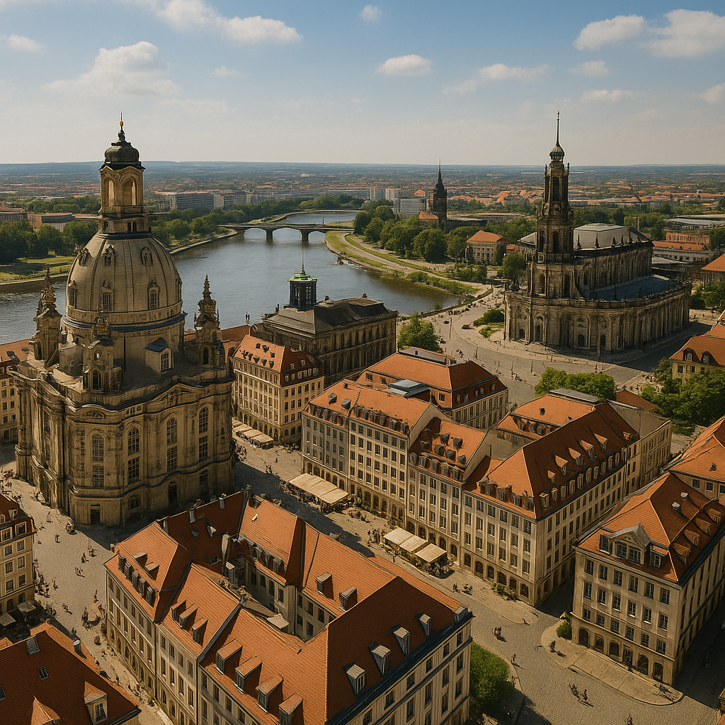 Dresden birds eye view historic centre day trip option from Berlin, Germany 