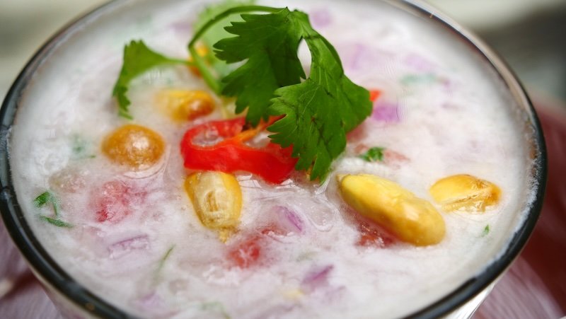 Eating ceviche aka leche de tigre as a drink in Lima, Peru 
