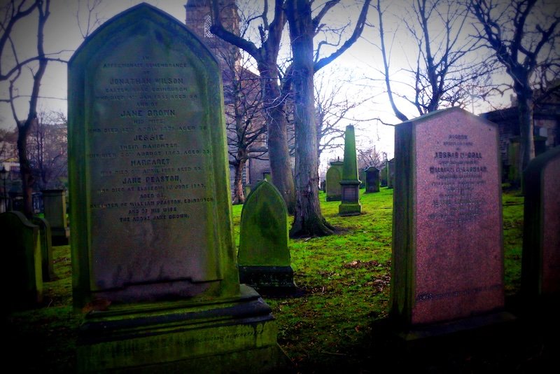 Edinburgh graveyard with tombstones giving an eery feel and appearance in Scotland 