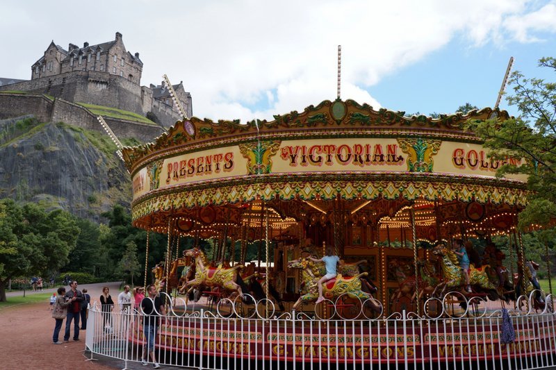 Edinburgh Princes Street Gardens Carousel in Scotland for family fun in the city 