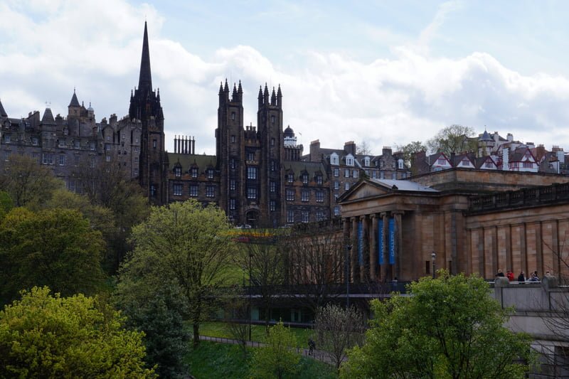 Edinburgh Scottish National Gallery in Scotland with distinct architectural viewpoints 