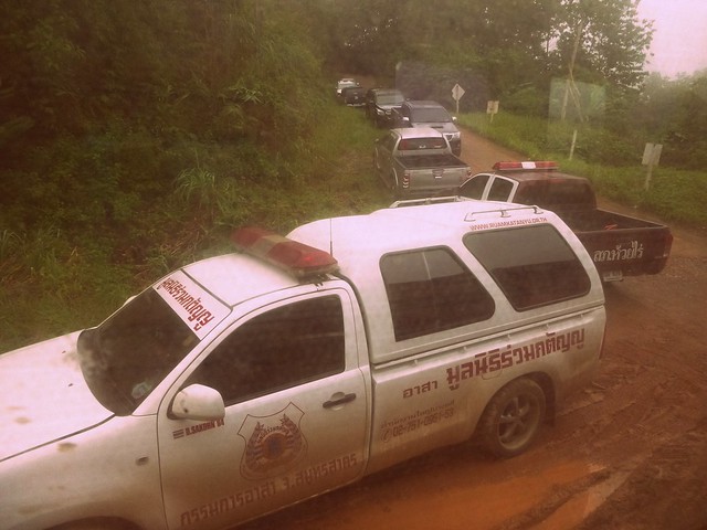 Emergency personnel on site after our train derailed en route to Chiang Mai in Thailand
