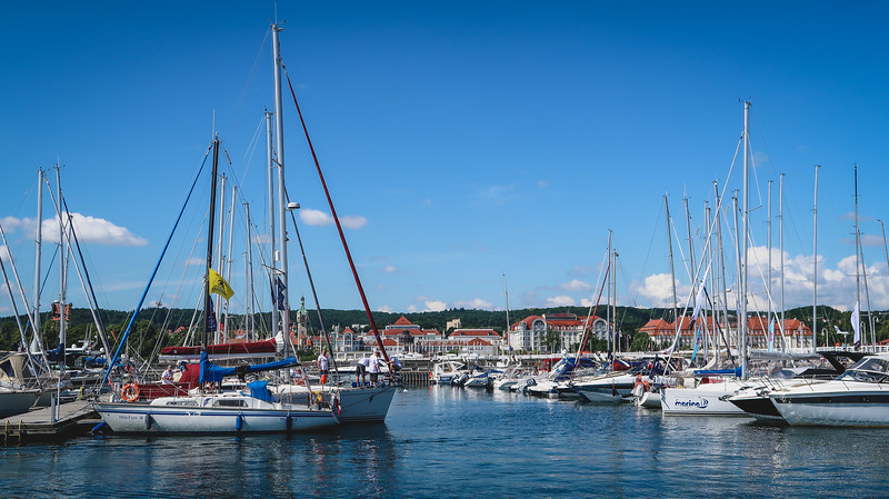 Enjoying our day trip to Sopot with a walk in the marina noticing all of the boats