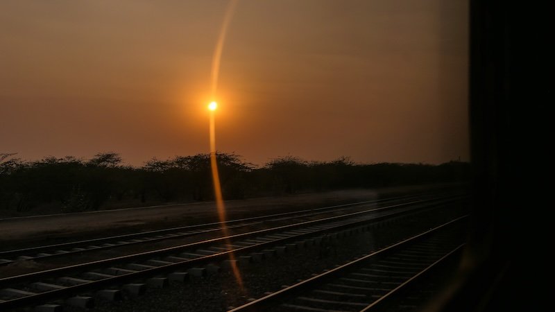 Epic sunset as witnessed from our train ride from Jodhpur, India 
