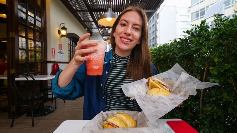 Excited to be feasting in Lima, Peru is That Backpacker Audrey Bergner 
