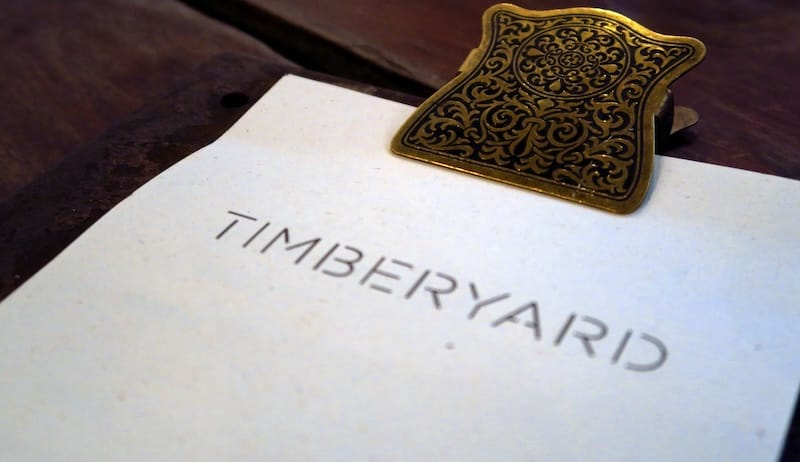 Fancy menu at the Timberyard clipboard style in Edinburgh, Scotland 