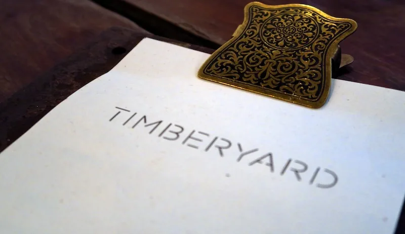 Fancy menu at the Timberyard clipboard style in Edinburgh, Scotland 