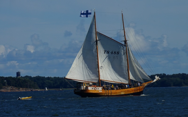 Finnish sailboat out during the summer in Helsinki, Finland Finnish sailboat out during the summer in Helsinki, Finland