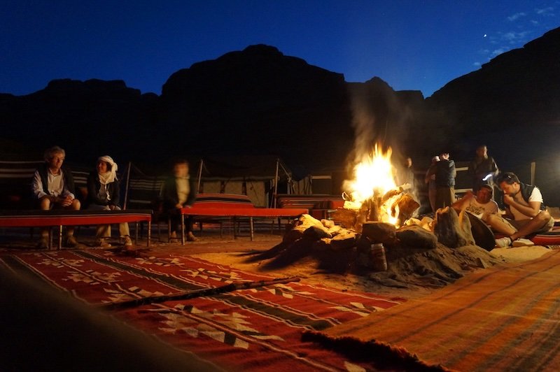 Fire keeping us warm at night under the desert sky in Wadi Rum, Jordan Fire keeping us warm at night under the desert sky in Wadi Rum, Jordan