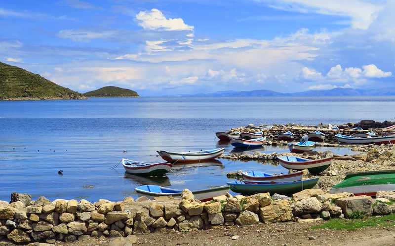 Fishing boats on Isla del Sol, Copacabana, Bolivia make for the perfect postcard photo to add to you travel gallery 