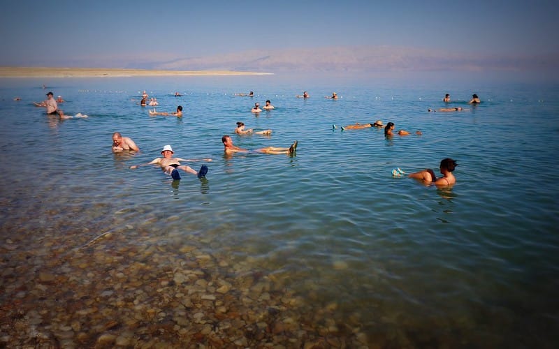 Floating in the Dead Sea with little to no effort in Israel