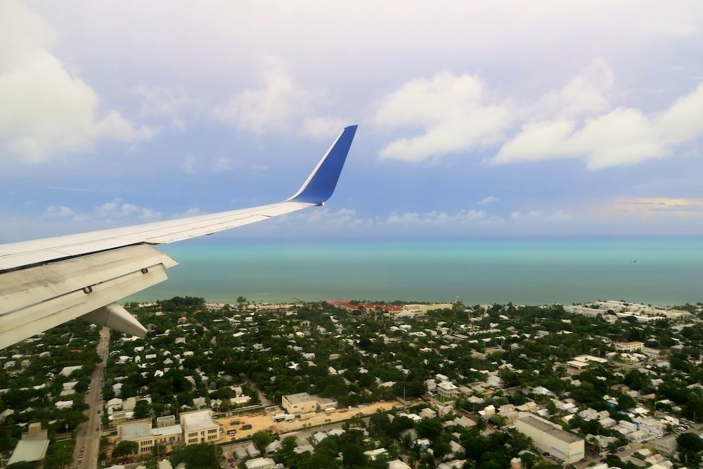 Flying home from the Florida Keys, USA after sampling key lime pie and other desserts 