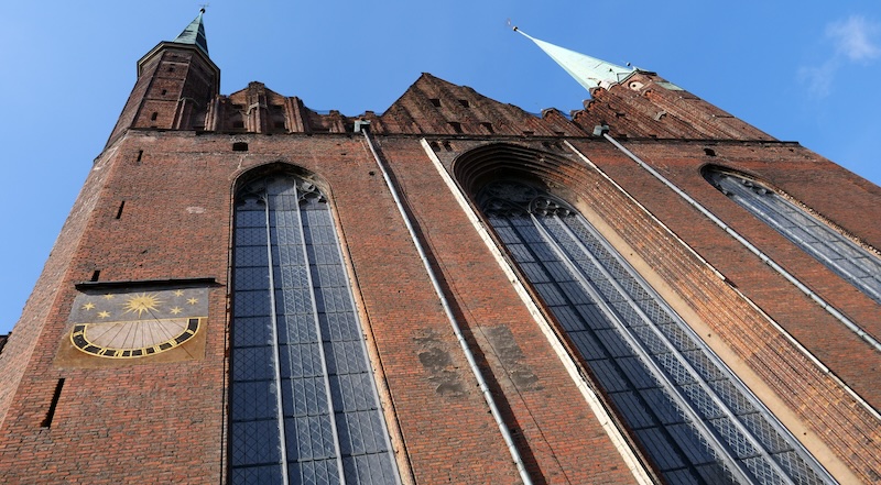 Gdansk distinct architectural views from a low vantage point looking upwards in Poland 