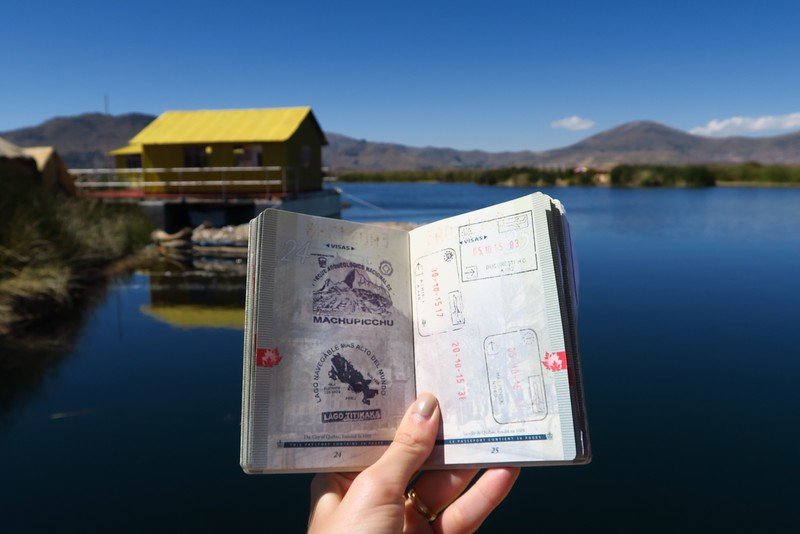 Get a passport stamp on Lake Titicaca in Peru was a travel highlight and our favourite souvenir from our entire trip to this beautiful place in Peru 