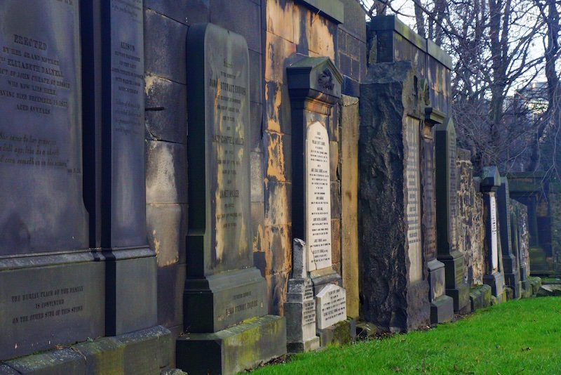 Giant tombs in Edinburgh standing tall next to each other in Scotland 
