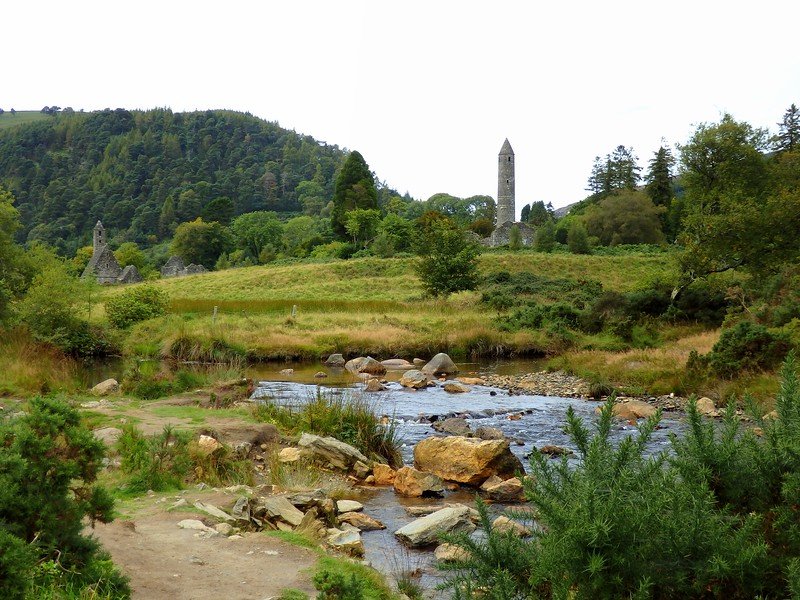 Glendalough in County Wicklow is a must visit attraction while on a road trip in Ireland for those seeking nature and history 