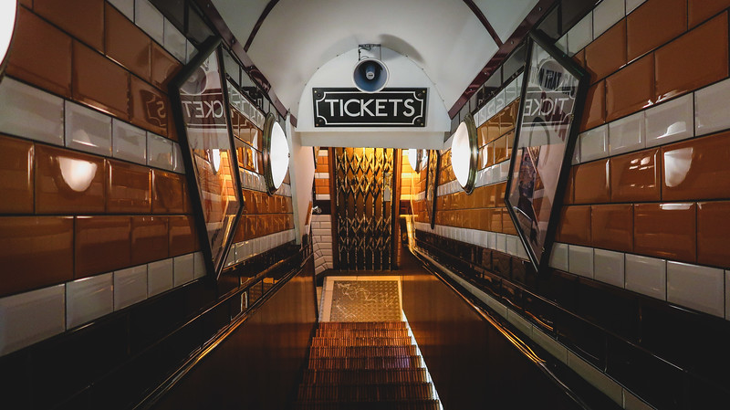 Going down a tunnel in London for tickets to Cahoots was quite the unique late night experience