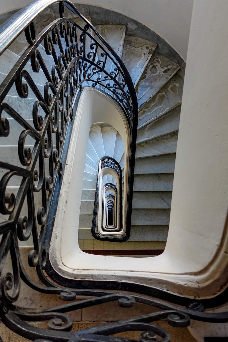 Grand spiralling staircase in Buenos Aires, Argentina touch of European charm and design in the city aka the Paris of South America 