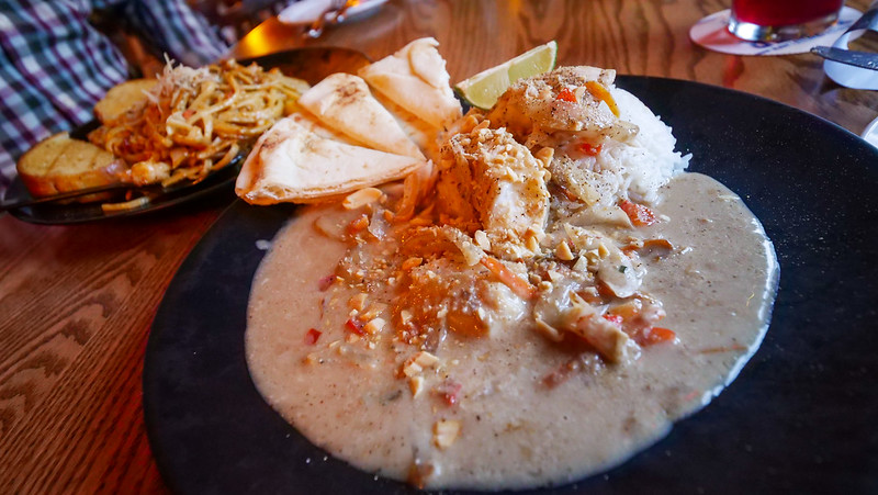 Green Thai curry with haddock and rice at The Groundswell Inn in Isle Madame, Cape Breton was a tasty meal we both enjoyed 