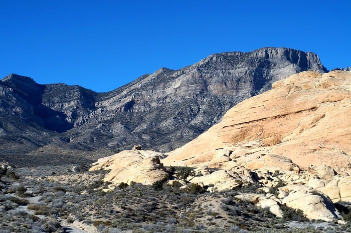 Hiking through Red Rock Canyon, Nevada with impressive rugged landscapes 
