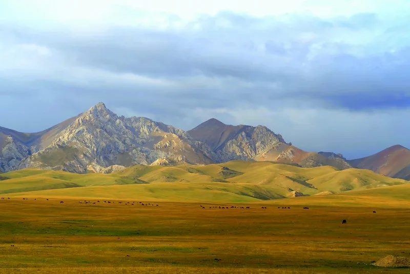 Horse Trekking and Yurt Living in Song Kol Lake, Kyrgyzstan with the mountains at Song Kol Lake where we did our yurt stay
