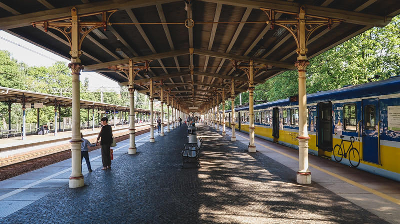 How to get to Sopot by train - only 15 minutes from Gdansk by commuter service in Poland with views from the train station platform