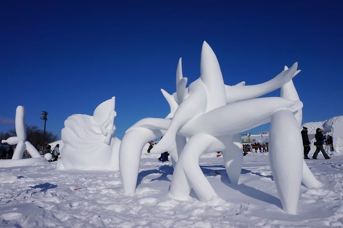 Ice Sculptures with distinct shapes at Carnaval de Quebec in Canada 
