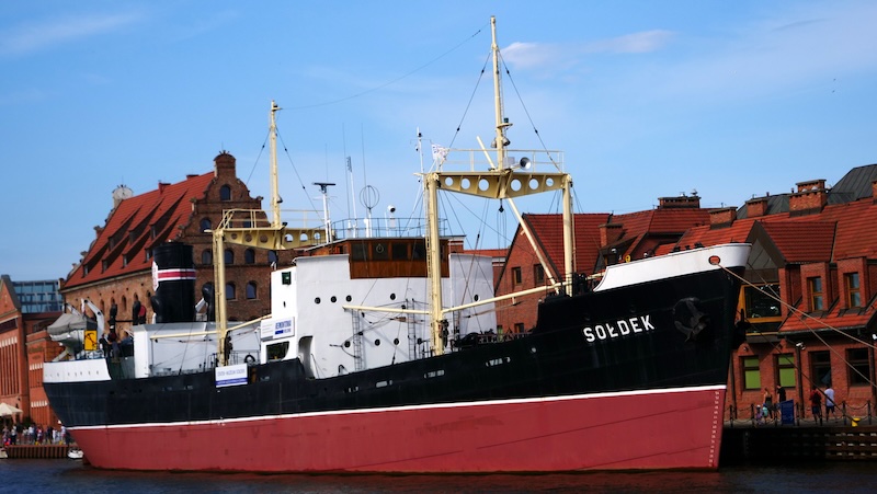 Imposing Soldek ship docked in Gdansk, Poland 