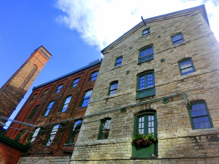Industrial architecture from the Victorian era in Toronto nearby the Christmas Market 