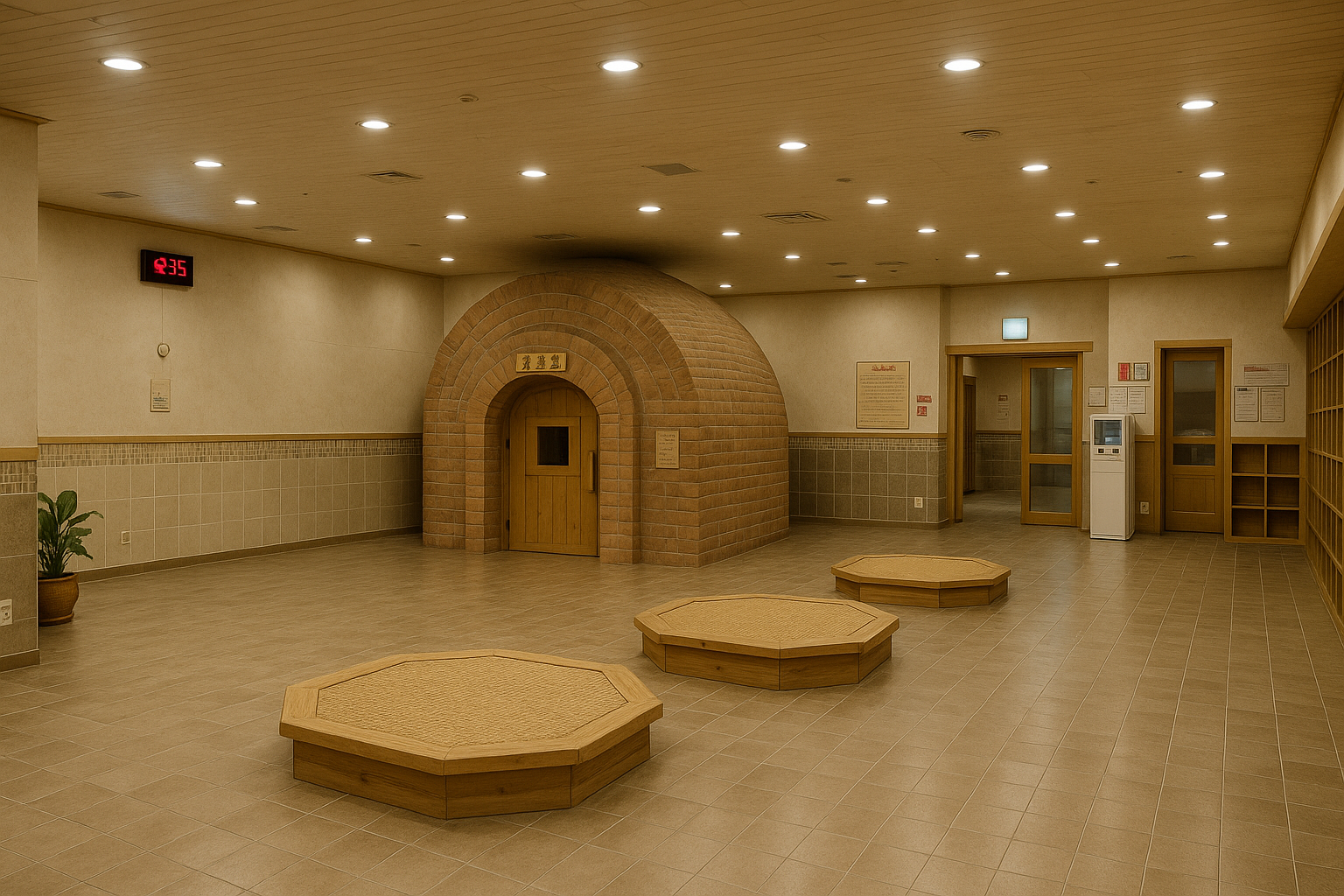 Inside of a Korean sauna jjimjilbang typical scene