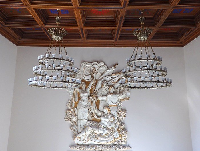 Inside the Palace of Culture and Science in Warsaw, Poland where we could witness ornate designs, chandeliers and distinct ceilings