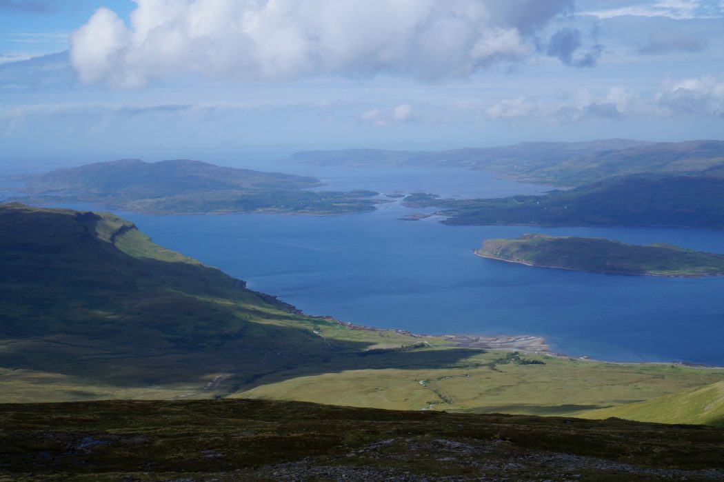 Isle of Mull View Ben More with rugged scenery and coastal views visiting the Scottish Highlands 