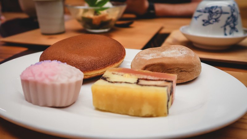 Japanese sweets and desserts in Takayama, Japan in assorted shapes, textures and colours highlighting the diversity of cuisine on offer