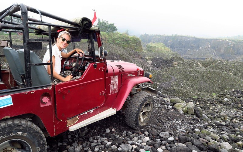 Jeep tour of Mount Merapi in Central Java with That Backpacker Audrey Bergner at the wheel and feeling adventurous 