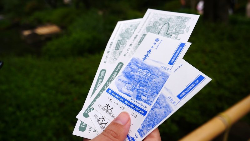 Kamakera Hasedera temple tickets in hand of That Backpacker Audrey Bergner in Japan Kamakera Hasedera temple tickets in hand of That Backpacker Audrey Bergner in Japan