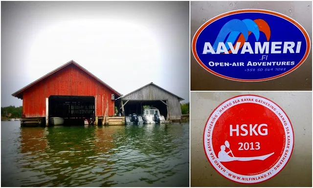 Kayaking in Finland with Aavameri Open-Air Adventures watershed and logos