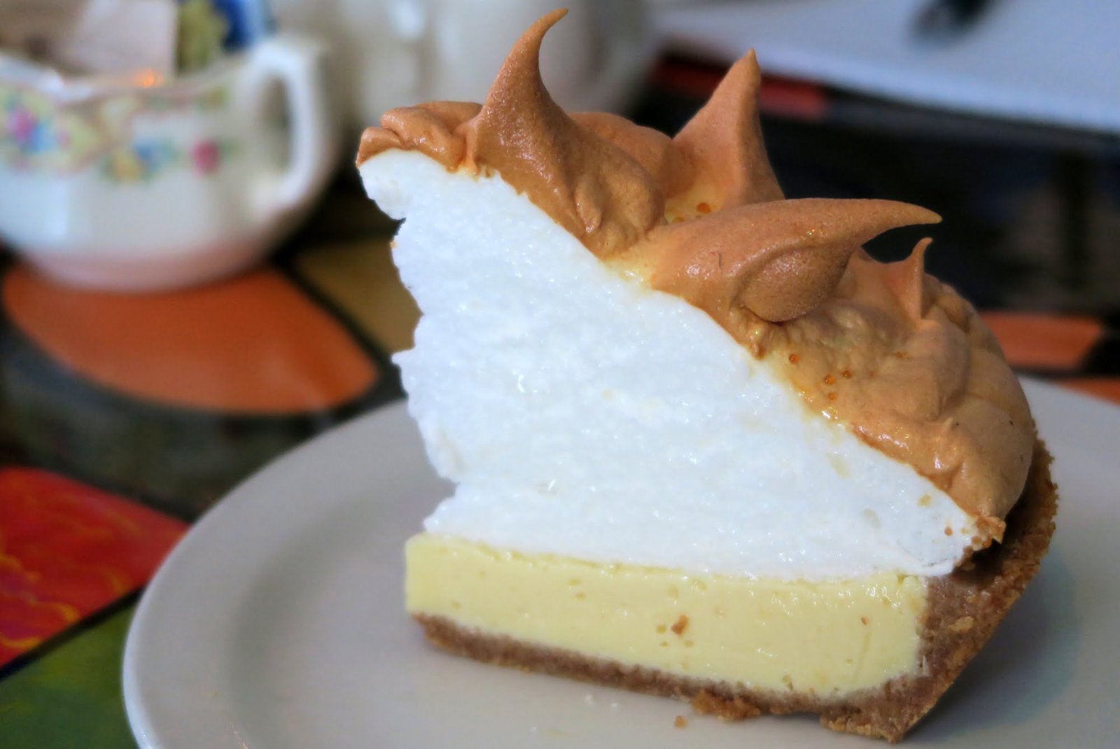 Key Lime Pie with Meringue at Blue Heaven, Key West with a generous slice with loads of meringue as a distinct feature 