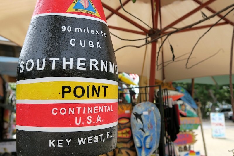 Key West Florida southern most point on continental USA 90 miles from Cuba 